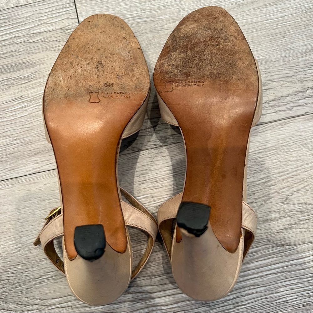 VINTAGE PUMPS 60s EVINS Heels Leather Snakeskin Tan Saddle 6M Made in Italy - Picture 9 of 15